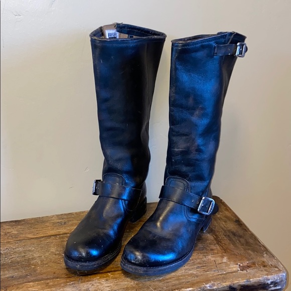 Frye Shoes - Frye Black Veronica Leather Slouch Boots Size 9